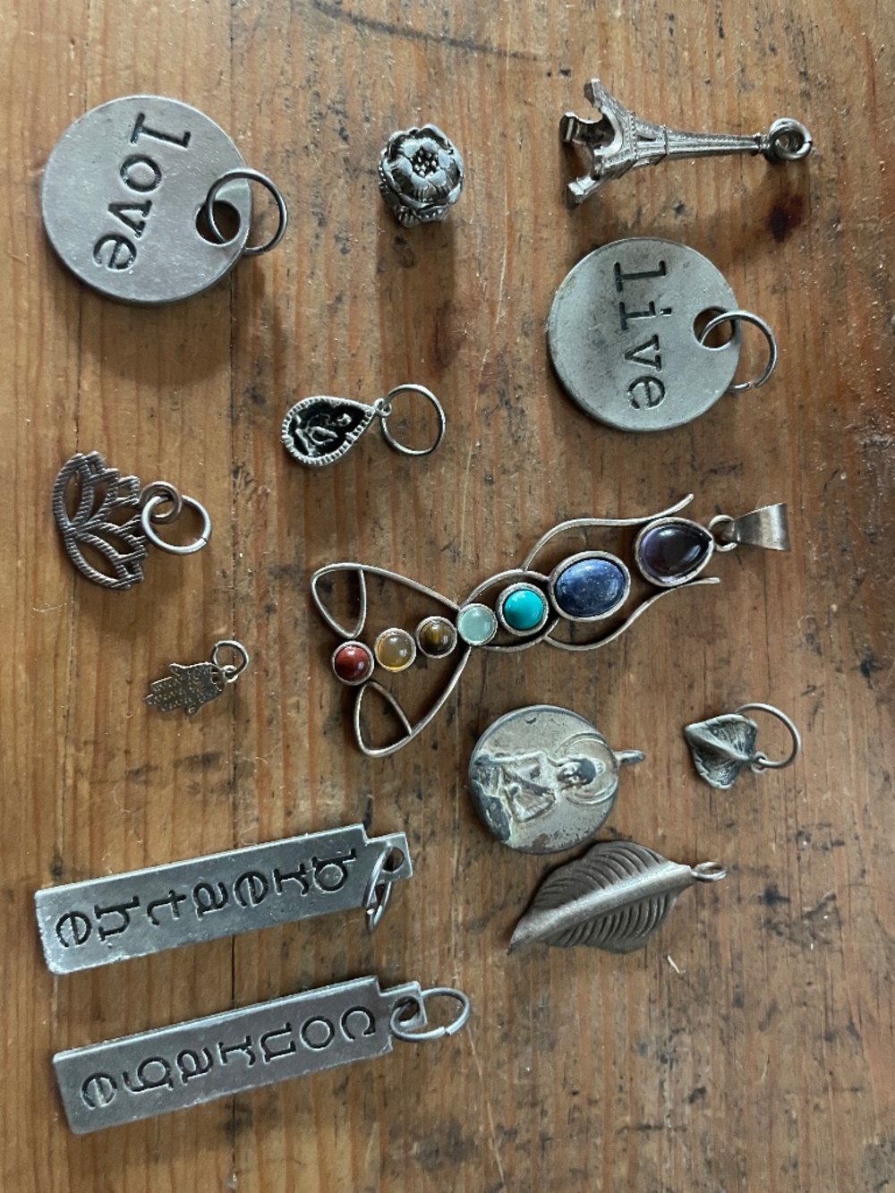 Zen--Mixed metal charms--bakers dozen